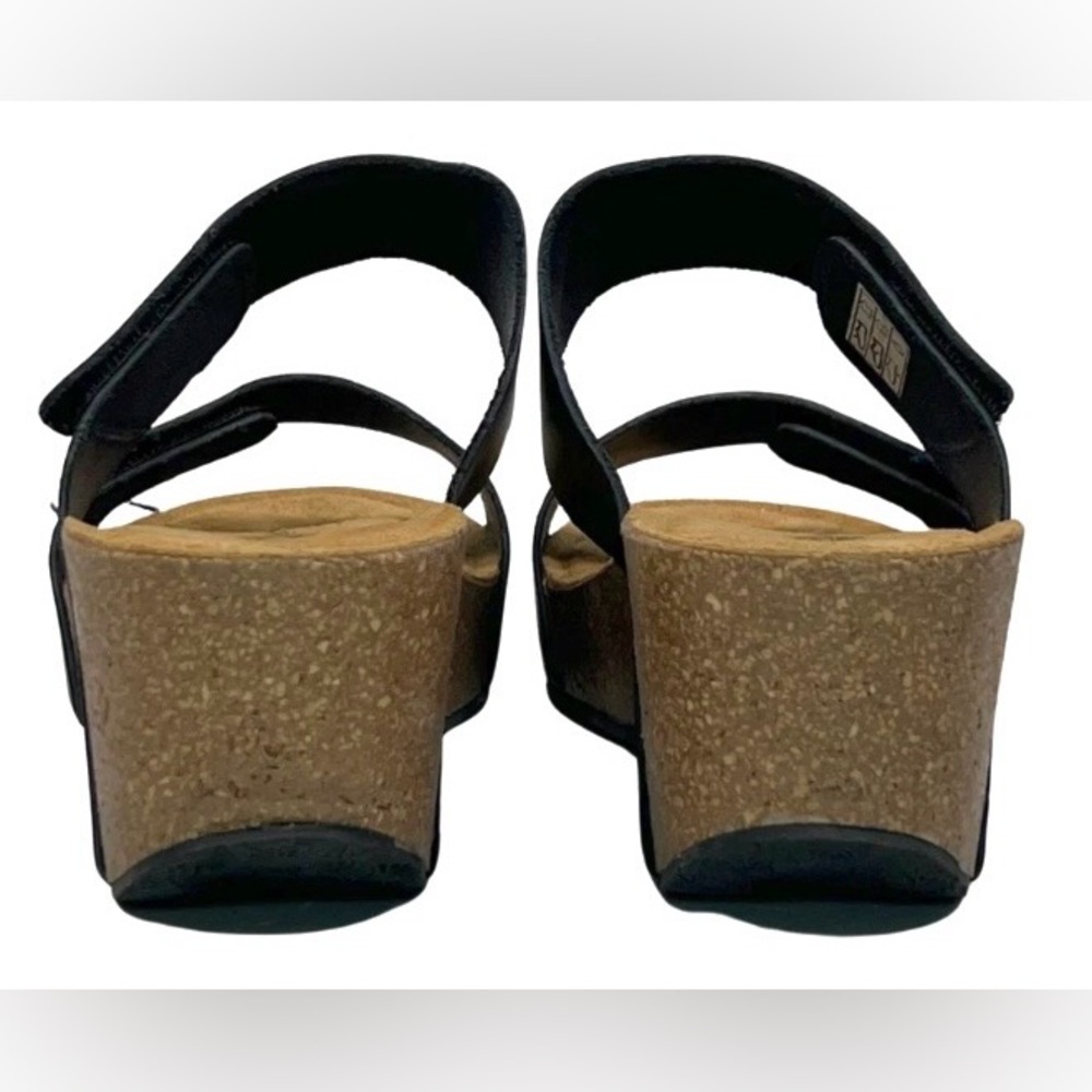 Eric Michael Black Leather Cork Wedge Sandals | Made in Portugal EU 39/ US 8-8.5 - Picture 4 of 8